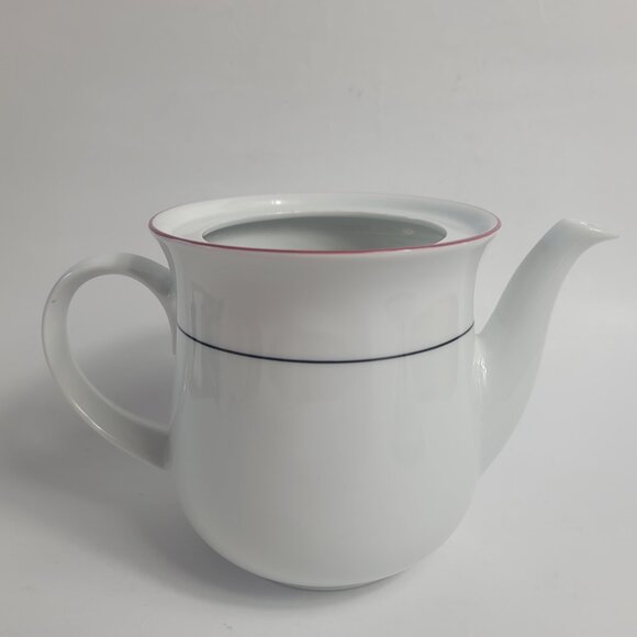Winterling Tea Pot White with Black Ring Red Trim Marktleuthen Bavaria - Picture 7 of 13